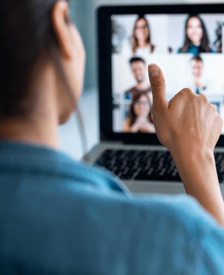 Thumbs Up during a remote work meeting